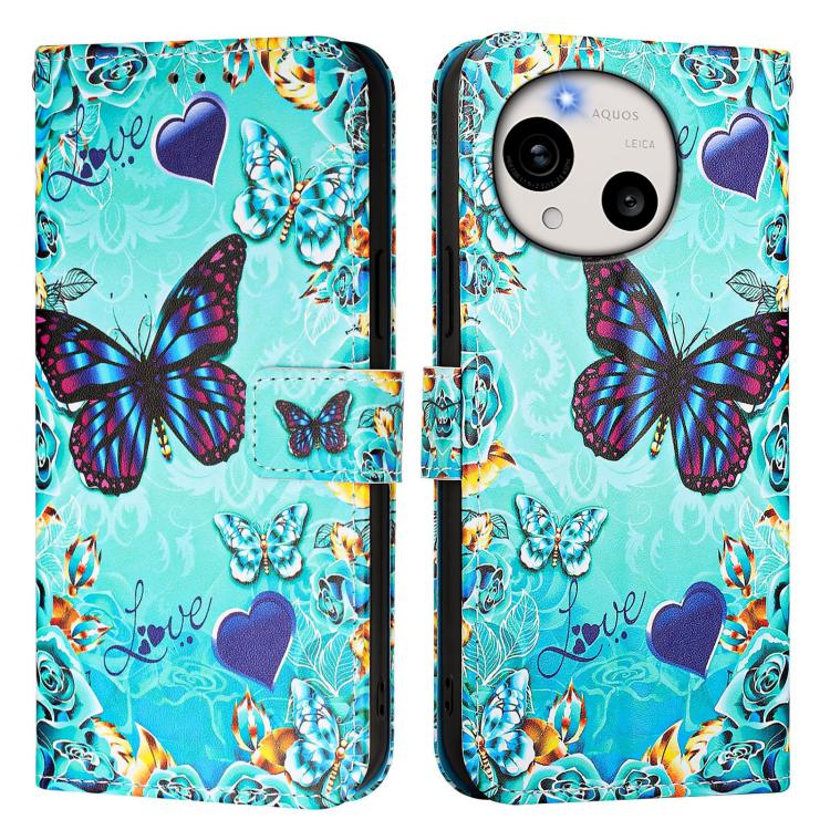 For Sharp Aquos R11 Colored Drawing Pattern Plain Weave Leather Phone Case
