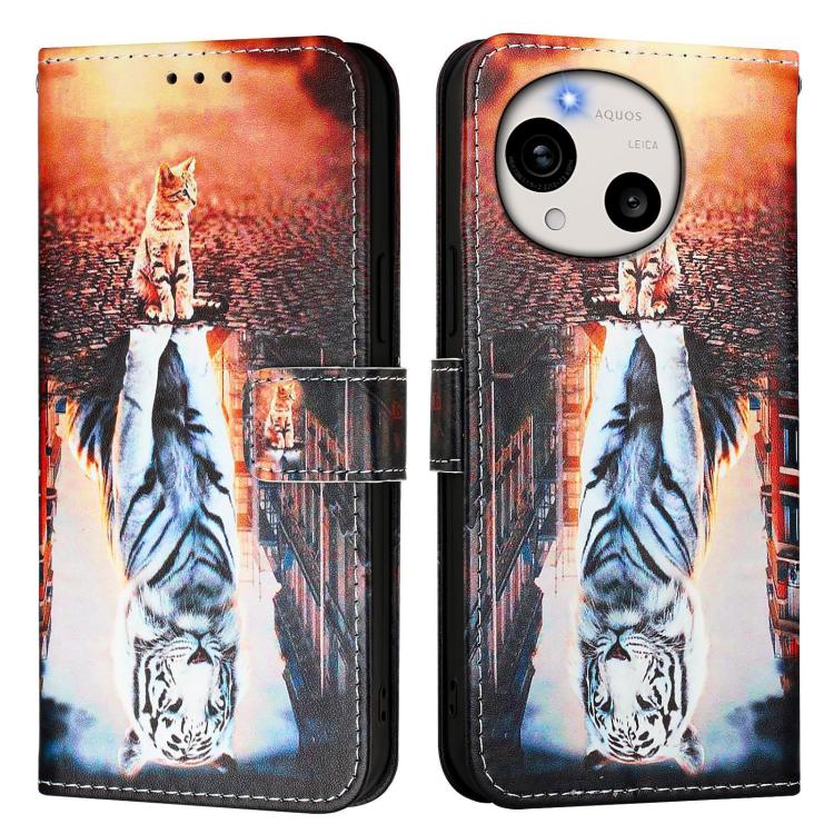 For Sharp Aquos R11 Colored Drawing Pattern Plain Weave Leather Phone Case