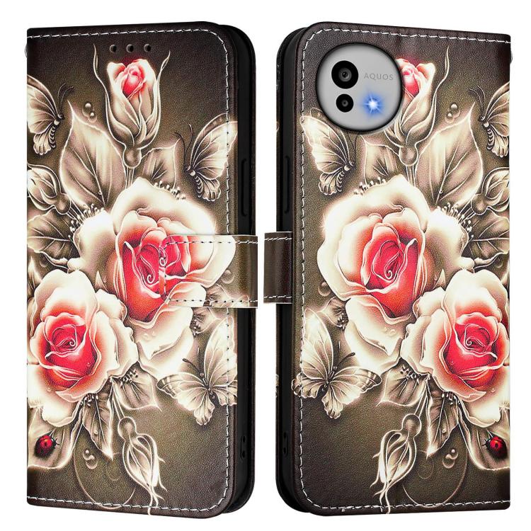 For Sharp Aquos wish6 Colored Drawing Pattern Plain Weave Leather Phone Case