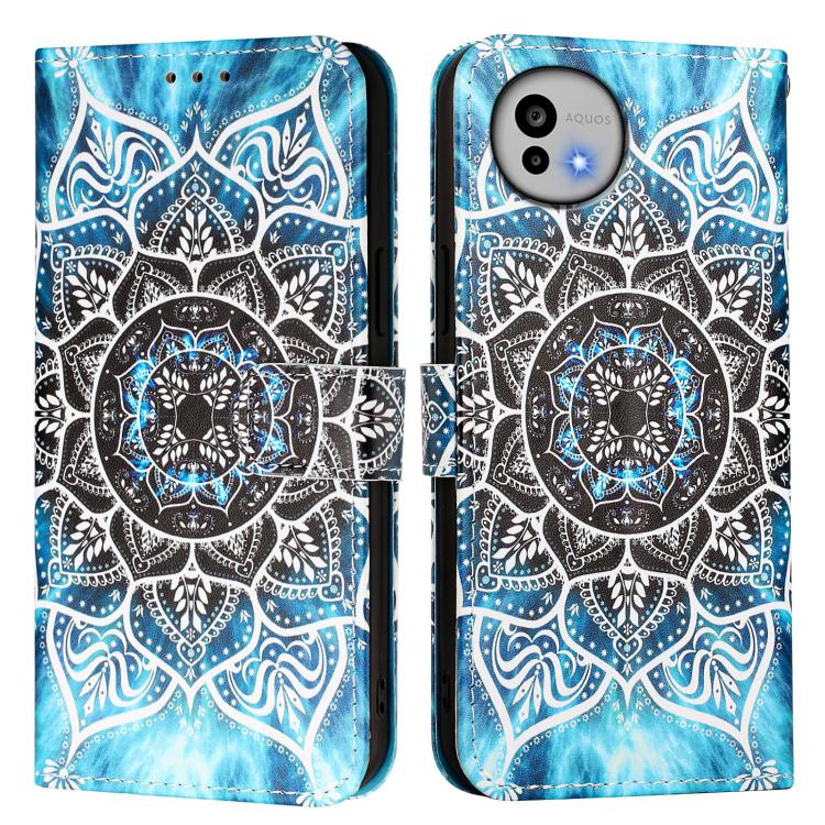 For Sharp Aquos wish6 Colored Drawing Pattern Plain Weave Leather Phone Case
