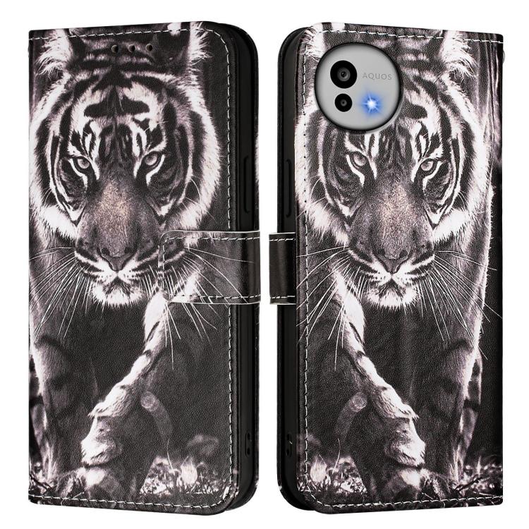For Sharp Aquos wish6 Colored Drawing Pattern Plain Weave Leather Phone Case