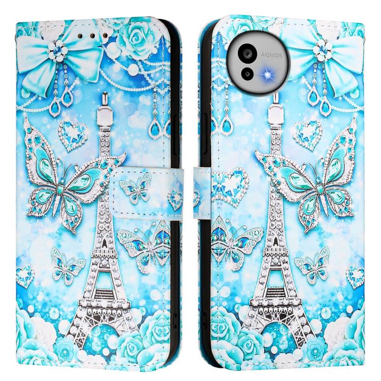 For Sharp Aquos wish6 Colored Drawing Pattern Plain Weave Leather Phone Case