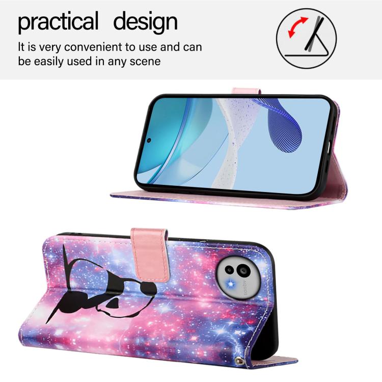 For Sharp Aquos wish6 Colored Drawing Pattern Plain Weave Leather Phone Case