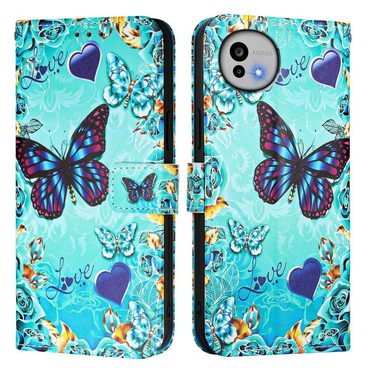 For Sharp Aquos wish6 Colored Drawing Pattern Plain Weave Leather Phone Case