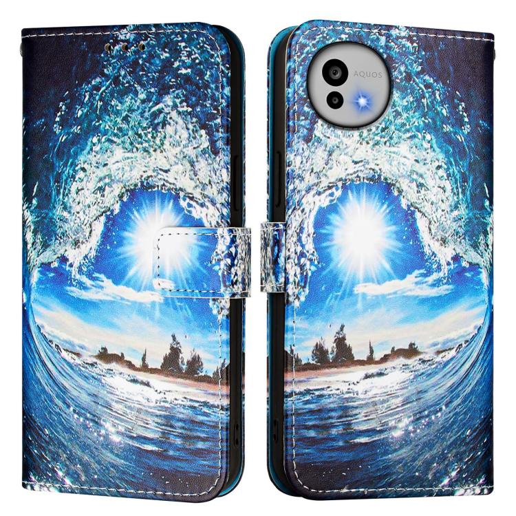 For Sharp Aquos wish6 Colored Drawing Pattern Plain Weave Leather Phone Case