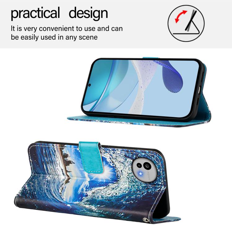 For Sharp Aquos wish6 Colored Drawing Pattern Plain Weave Leather Phone Case