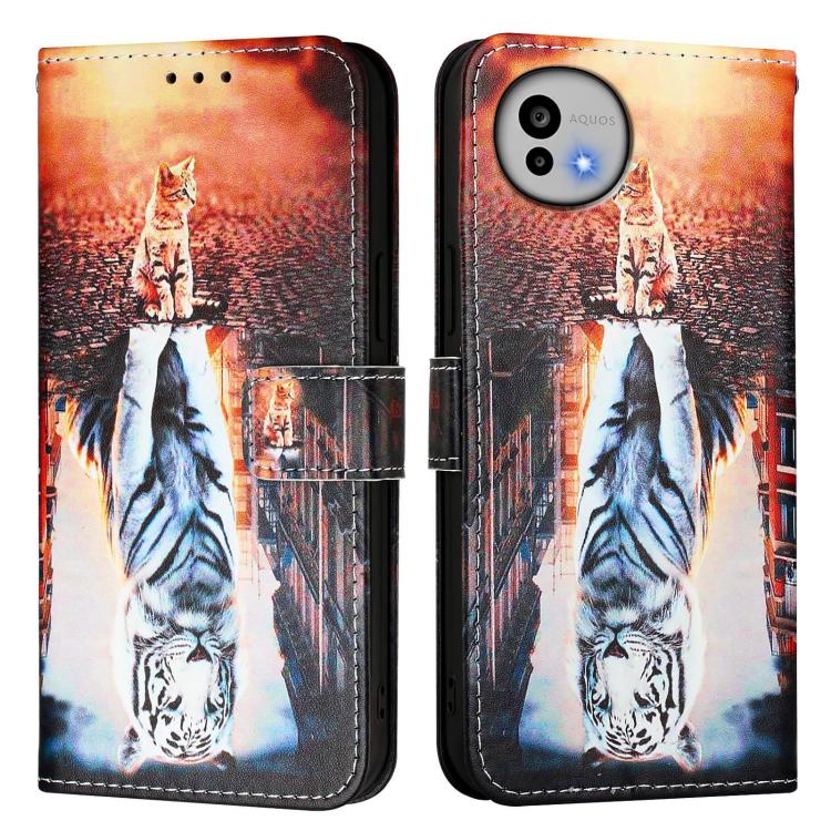 For Sharp Aquos wish6 Colored Drawing Pattern Plain Weave Leather Phone Case