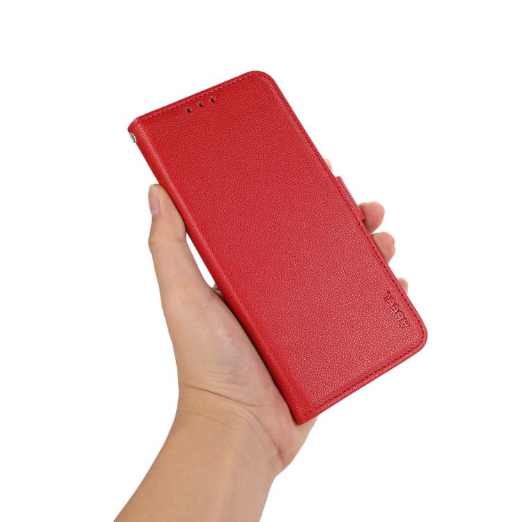 For OnePlus 15 ABEEL Side-Magnetic Litchi Pattern Leather RFID Phone Case