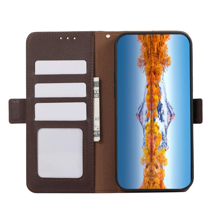 For OnePlus Turbo 6 / 6V ABEEL Side-Magnetic Litchi Pattern Leather RFID Phone Case