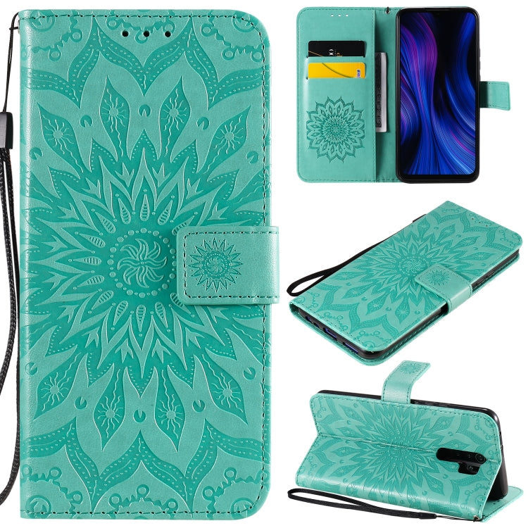 For Xiaomi Redmi 9 Sun Embossing Pattern Horizontal Flip Leather Case with Card Slot & Holder & Wallet & Lanyard
