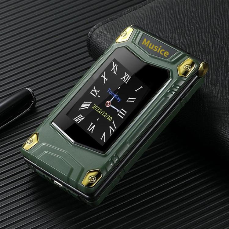 M7+ 4G Dual Screen Flip Elder Rugged Phone, 2.8 inch Inner, 2.4 inch Outer, 6800mAh Battery, 24 Keys, Flashlight, Network: 4G, Dual SIM, SOS, Plug:US Plug
