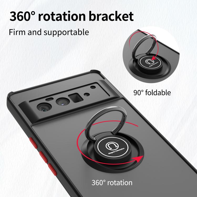 For Google Pixel 6 Pro Q Shadow 1 Series TPU + PC Phone Case with Ring