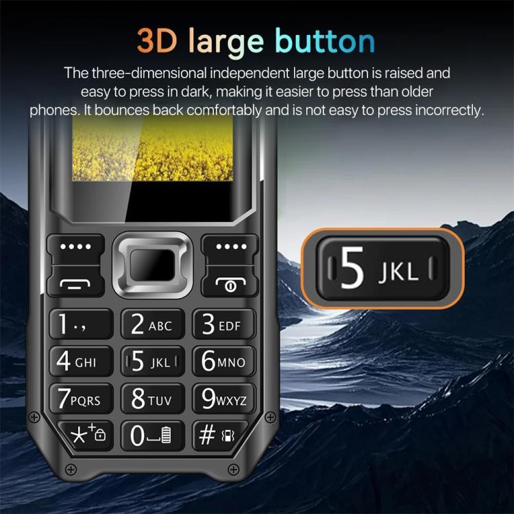 Q6000 Elder Keypad Phone, 2.4 inch, 6800mAh, Dual Flashlights, 21 Keys, SOS, FM, Dual SIM, GSM, Plug:EU Plug