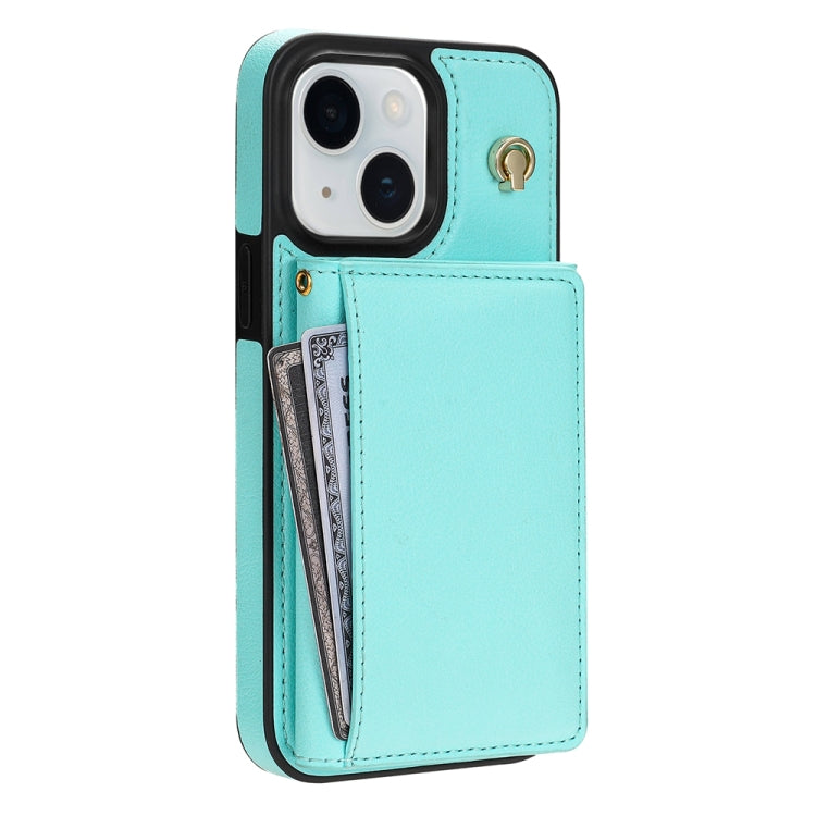 For iPhone 15 Three Fold Card Bag Phone Case with Long Lanyard