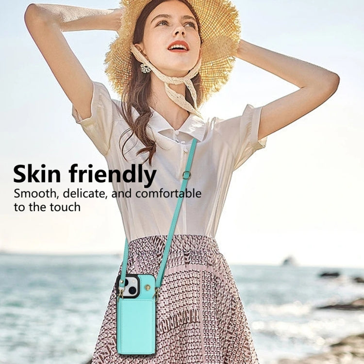 For iPhone 15 Three Fold Card Bag Phone Case with Long Lanyard