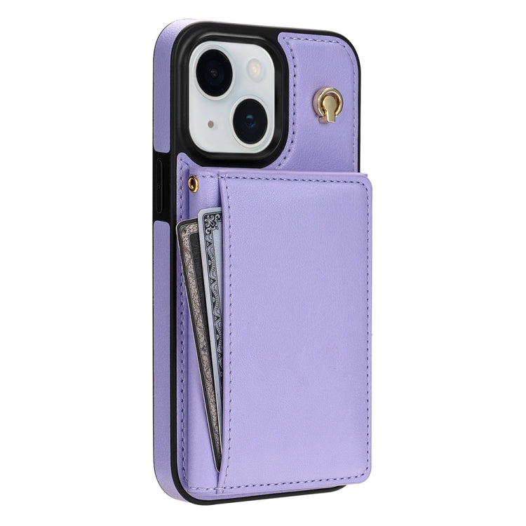For iPhone 14 Three Fold Card Bag Phone Case with Long Lanyard