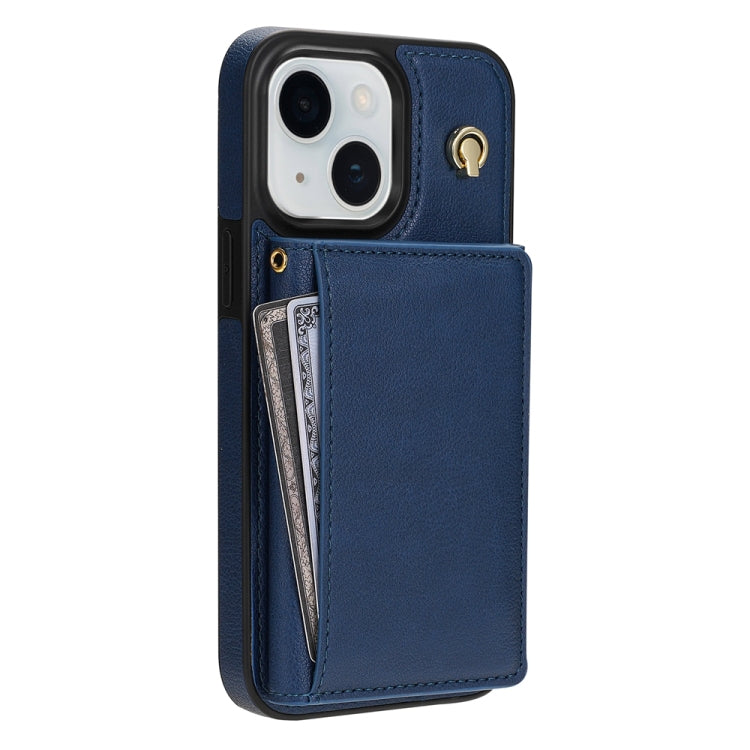 For iPhone 13 Three Fold Card Bag Phone Case with Long Lanyard