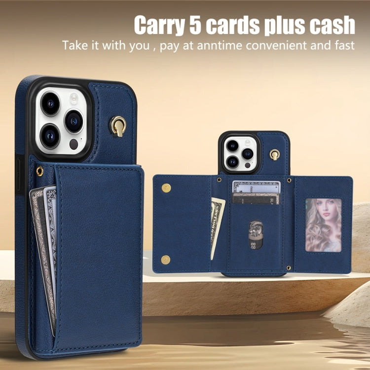 For iPhone 12 Pro Max Three Fold Card Bag Phone Case with Long Lanyard