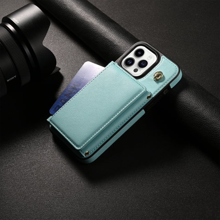 For iPhone 12 / 12 Pro Three Fold Card Bag Phone Case with Long Lanyard