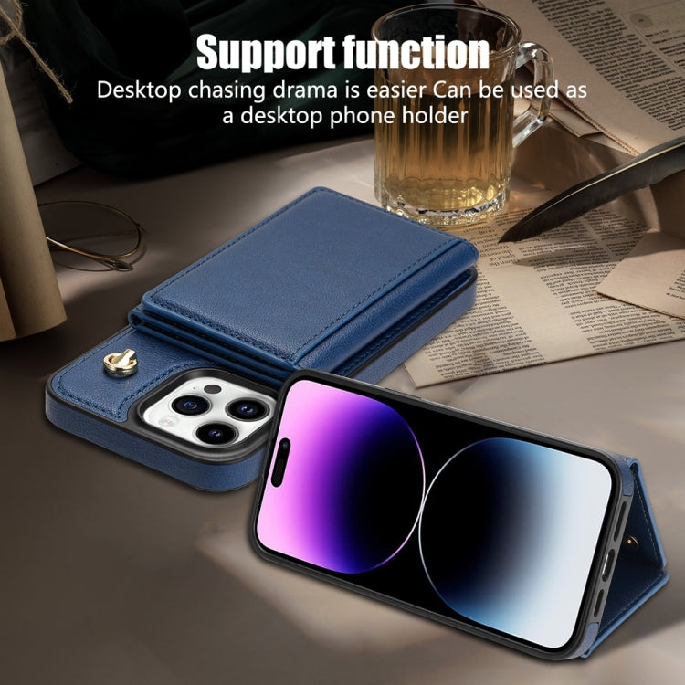 For iPhone 11 Pro Three Fold Card Bag Phone Case with Long Lanyard