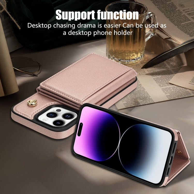 For iPhone 11 Pro Three Fold Card Bag Phone Case with Long Lanyard