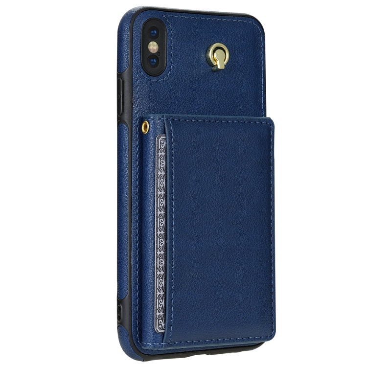 For iPhone X / XS Three Fold Card Bag Phone Case with Long Lanyard