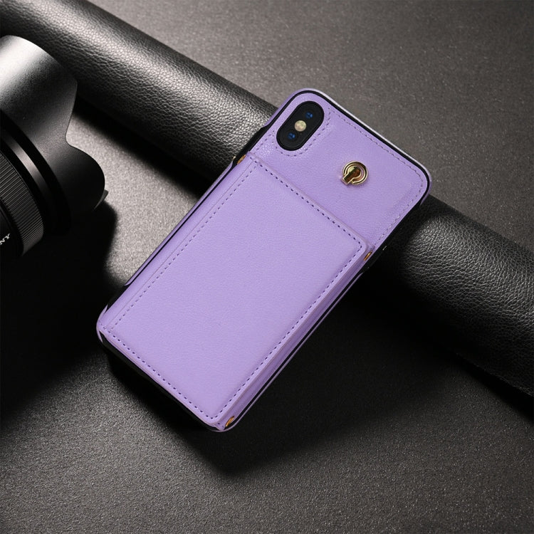 For iPhone X / XS Three Fold Card Bag Phone Case with Long Lanyard