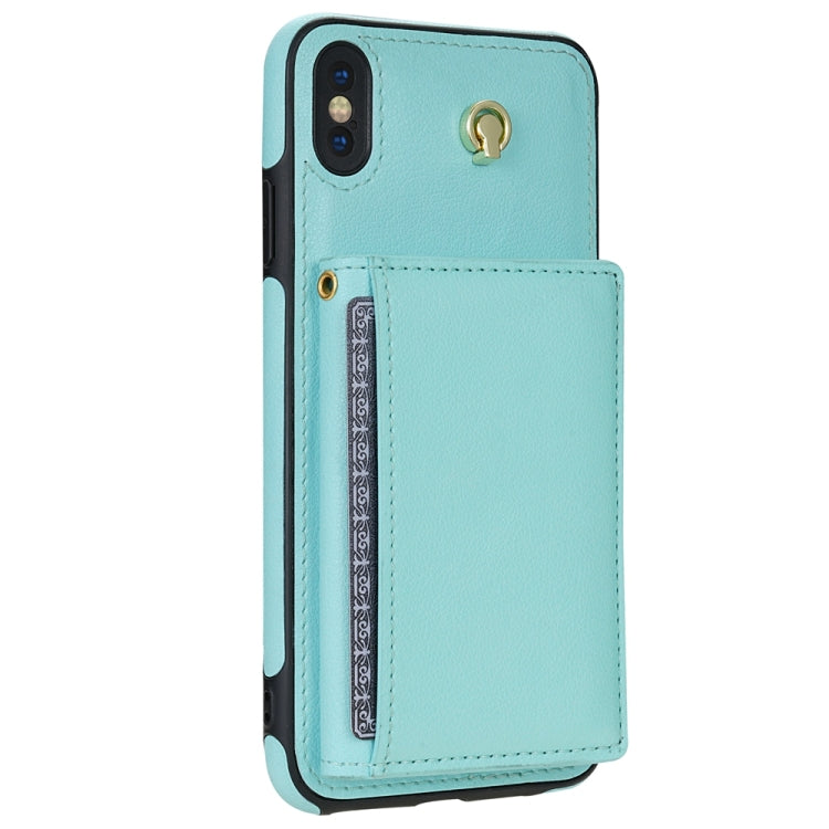 For iPhone XS Max Three Fold Card Bag Phone Case with Long Lanyard