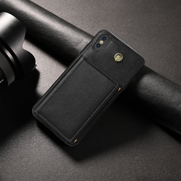 For iPhone XS Max Three Fold Card Bag Phone Case with Long Lanyard
