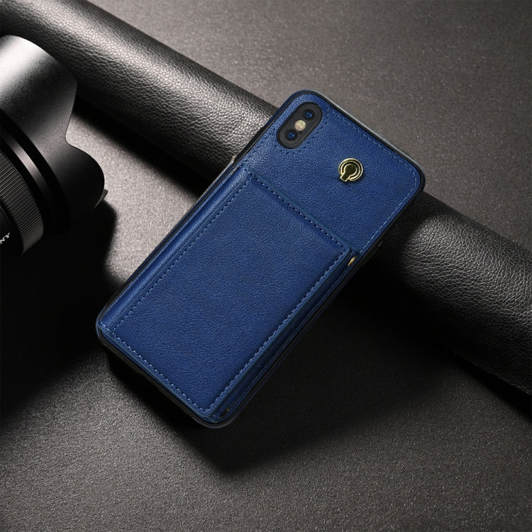 For iPhone XS Max Three Fold Card Bag Phone Case with Long Lanyard