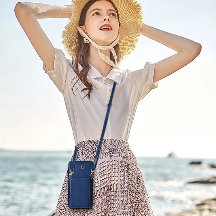 For iPhone XS Max Three Fold Card Bag Phone Case with Long Lanyard