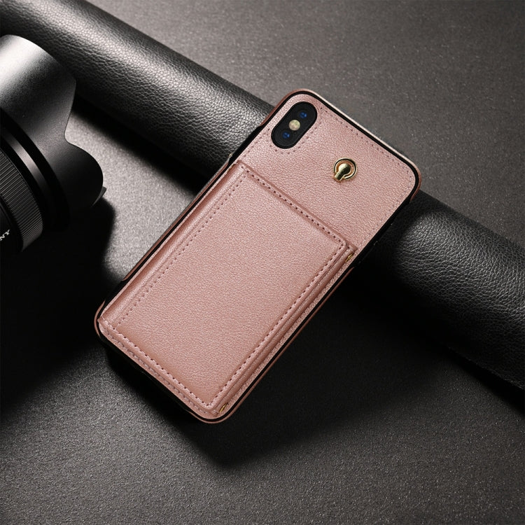 For iPhone XS Max Three Fold Card Bag Phone Case with Long Lanyard
