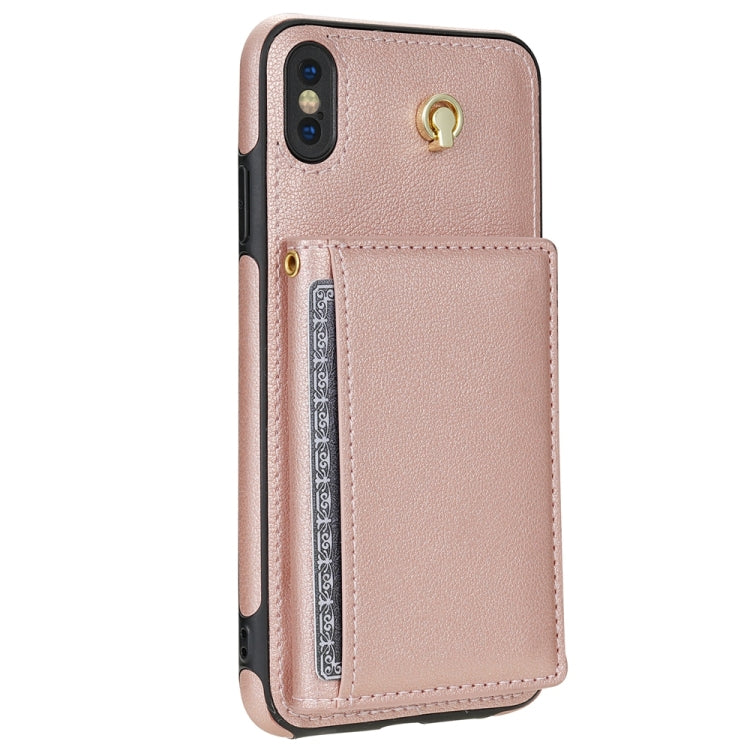 For iPhone XS Max Three Fold Card Bag Phone Case with Long Lanyard