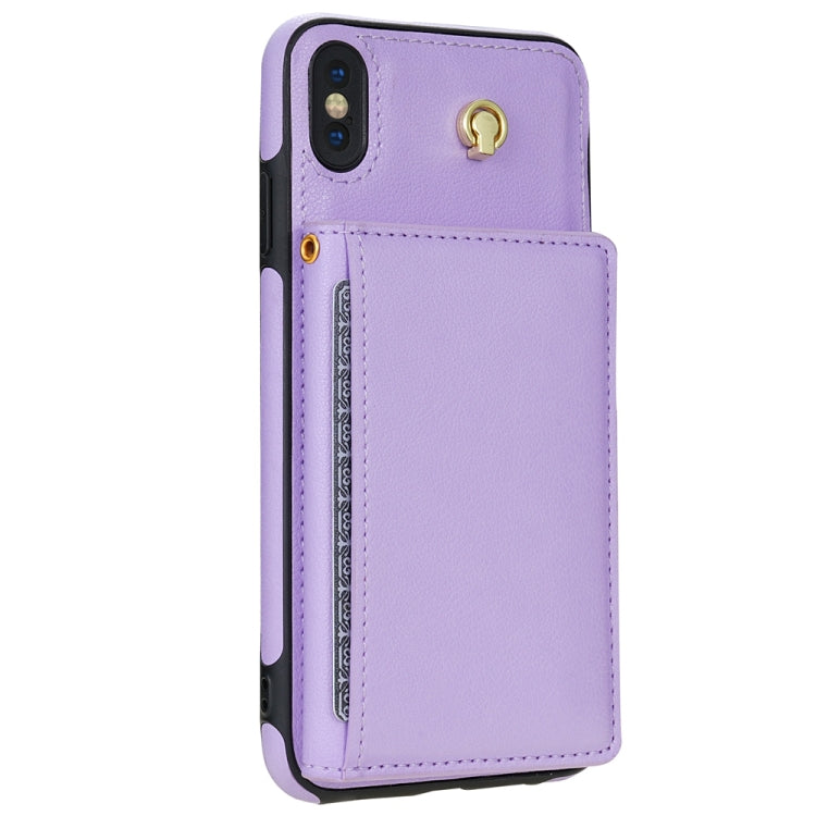 For iPhone XR Three Fold Card Bag Phone Case with Long Lanyard