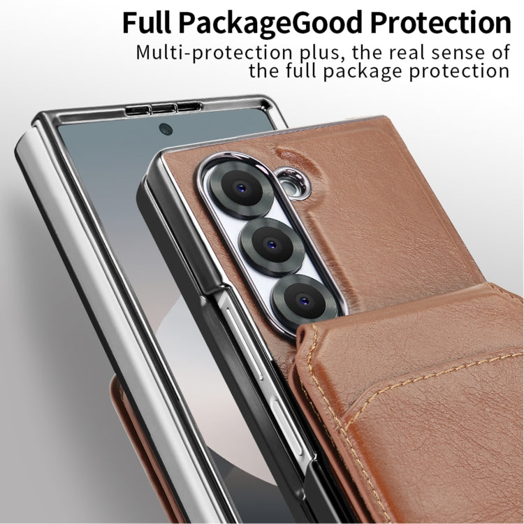 For Samsung Galaxy Z Fold5 VIETAO Integrated MagSafe RFID Detachable Card Bag PU Phone Case