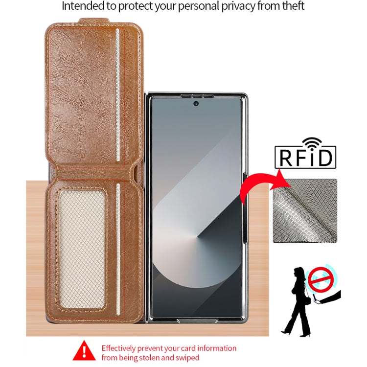 For Samsung Galaxy Z Fold5 VIETAO Integrated MagSafe RFID Detachable Card Bag PU Phone Case