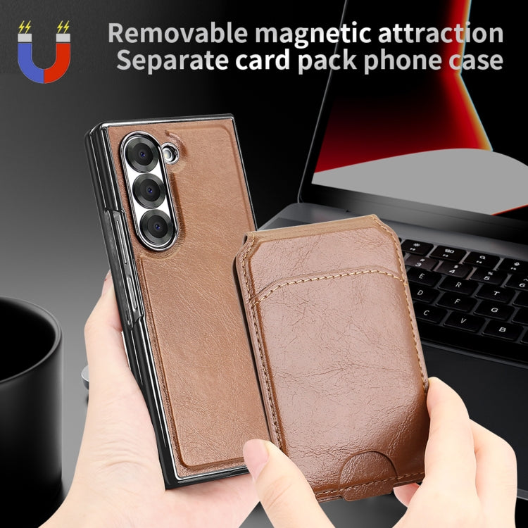 For Samsung Galaxy Z Fold5 VIETAO Integrated MagSafe RFID Detachable Card Bag PU Phone Case