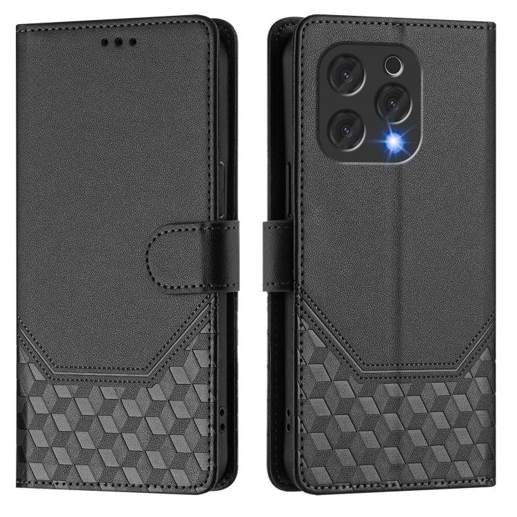 For Doogee N55 Plus Honeycomb Embossing RFID Leather Phone Case