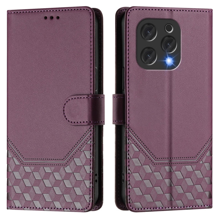 For Doogee N55 Plus Honeycomb Embossing RFID Leather Phone Case