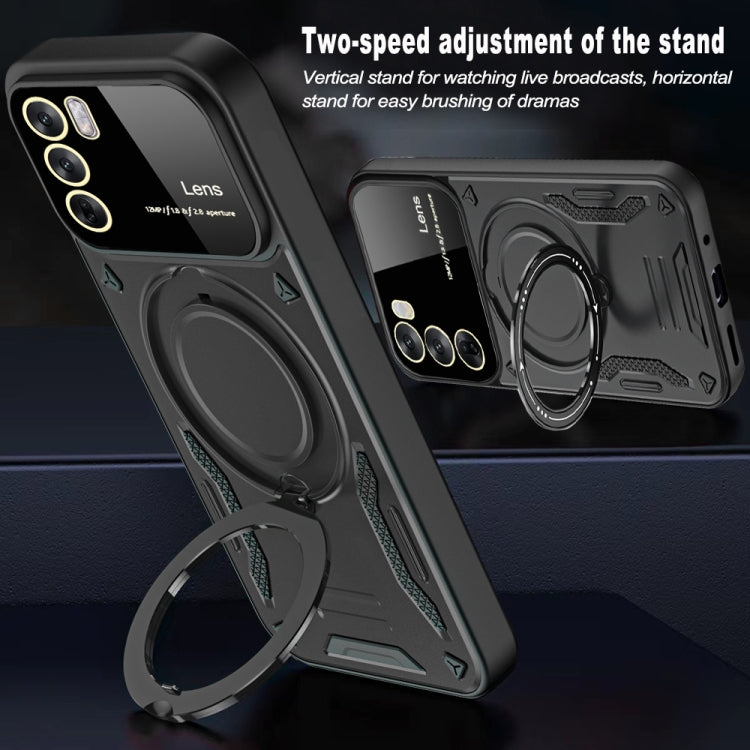 For OPPO Reno12 Global Large Window MagSafe Holder Phone Case