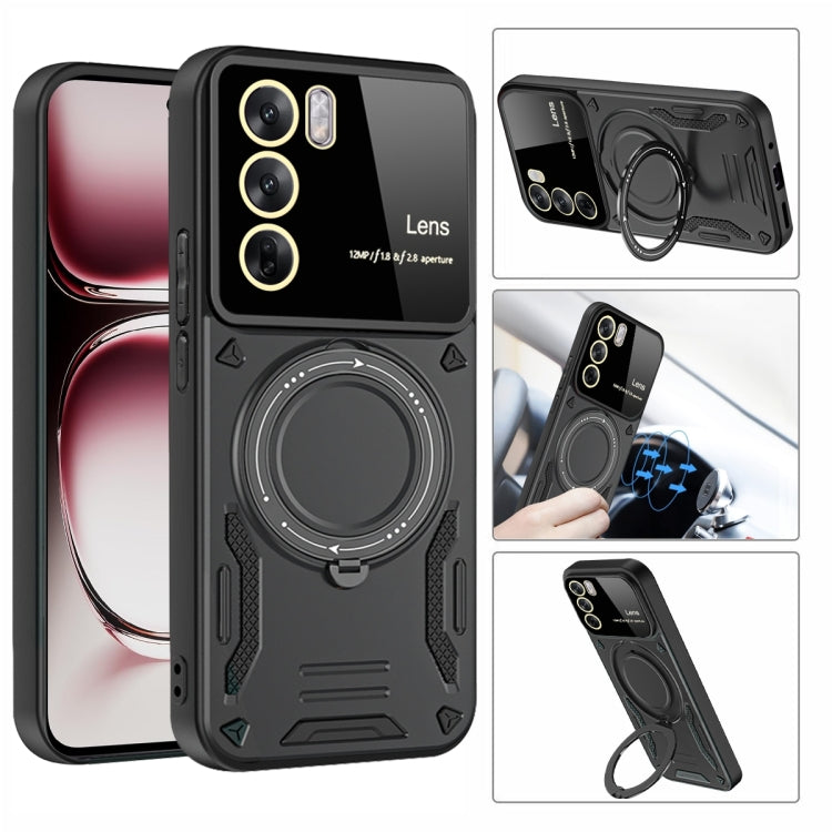 For OPPO Reno12 Global Large Window MagSafe Holder Phone Case