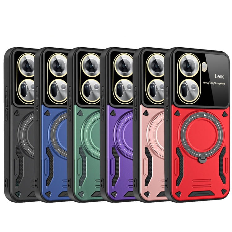 For OPPO Reno11 5G Global Large Window MagSafe Holder Phone Case