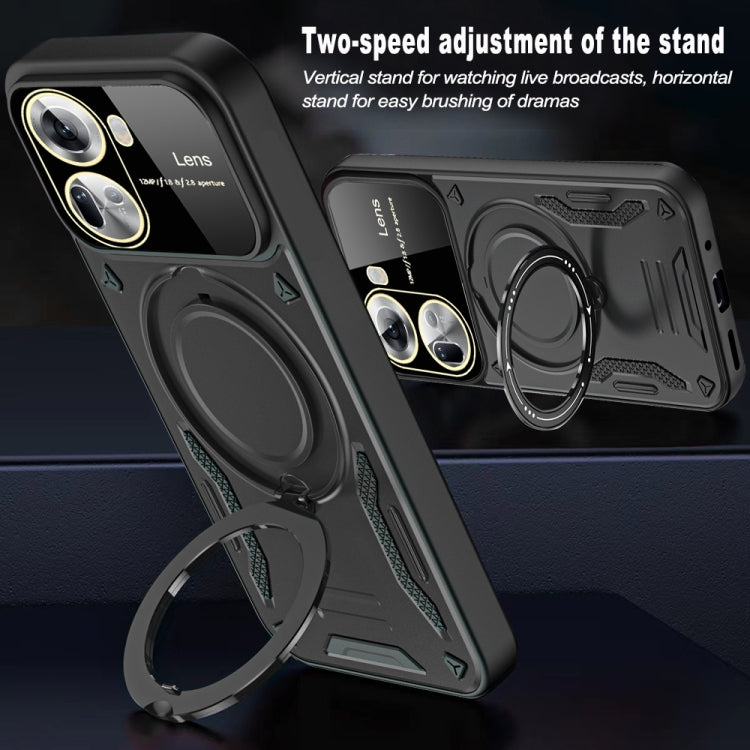 For OPPO Reno11 5G Global Large Window MagSafe Holder Phone Case