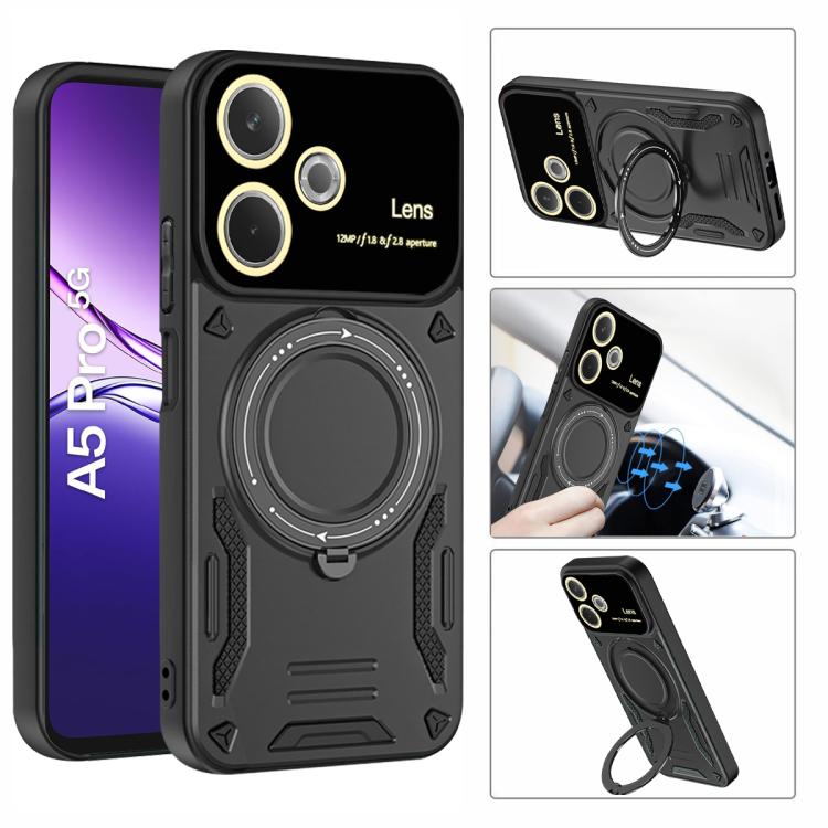 For OPPO A5 Pro 5G Global Large Window MagSafe Holder Phone Case