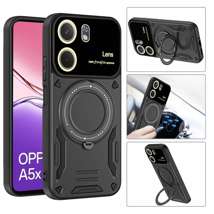 For OPPO A5x 5G / 4G Large Window MagSafe Holder Phone Case