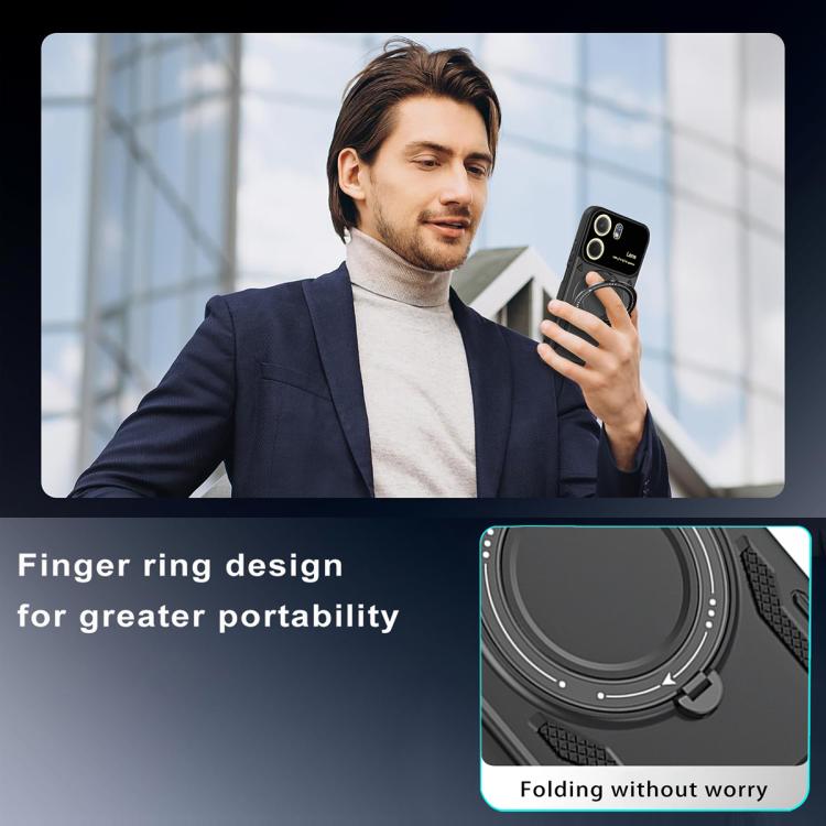 For OPPO A5x 5G / 4G Large Window MagSafe Holder Phone Case
