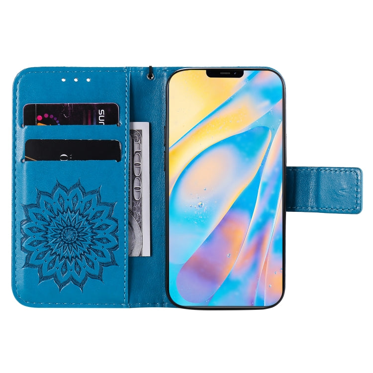 For iPhone 12 mini Pressed Printing Sunflower Pattern Horizontal Flip PU Leather Case Holder & Card Slots & Wallet & Lanyard