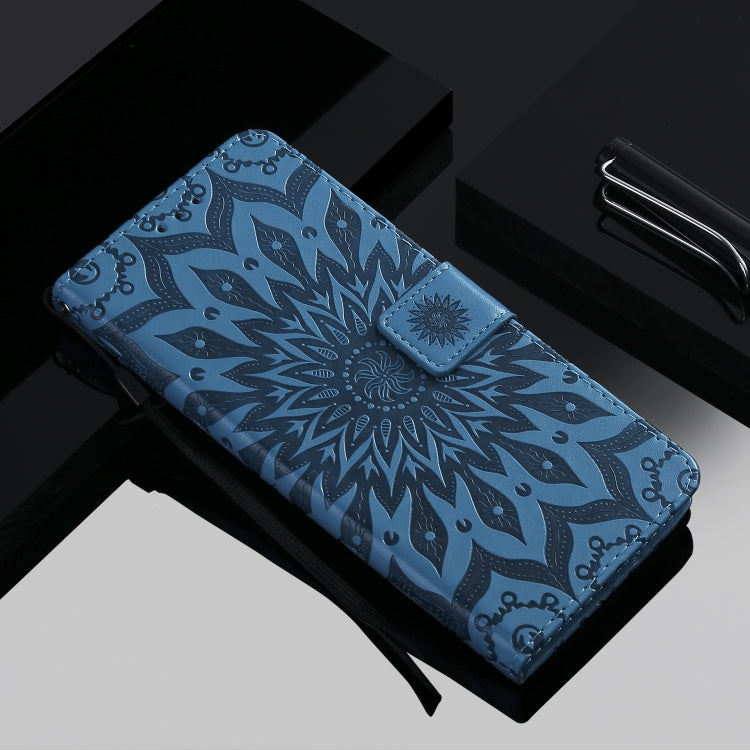 For iPhone 12 mini Pressed Printing Sunflower Pattern Horizontal Flip PU Leather Case Holder & Card Slots & Wallet & Lanyard
