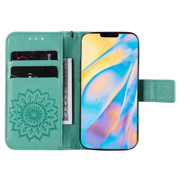 For iPhone 12 mini Pressed Printing Sunflower Pattern Horizontal Flip PU Leather Case Holder & Card Slots & Wallet & Lanyard