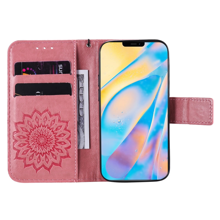 For iPhone 12 mini Pressed Printing Sunflower Pattern Horizontal Flip PU Leather Case Holder & Card Slots & Wallet & Lanyard